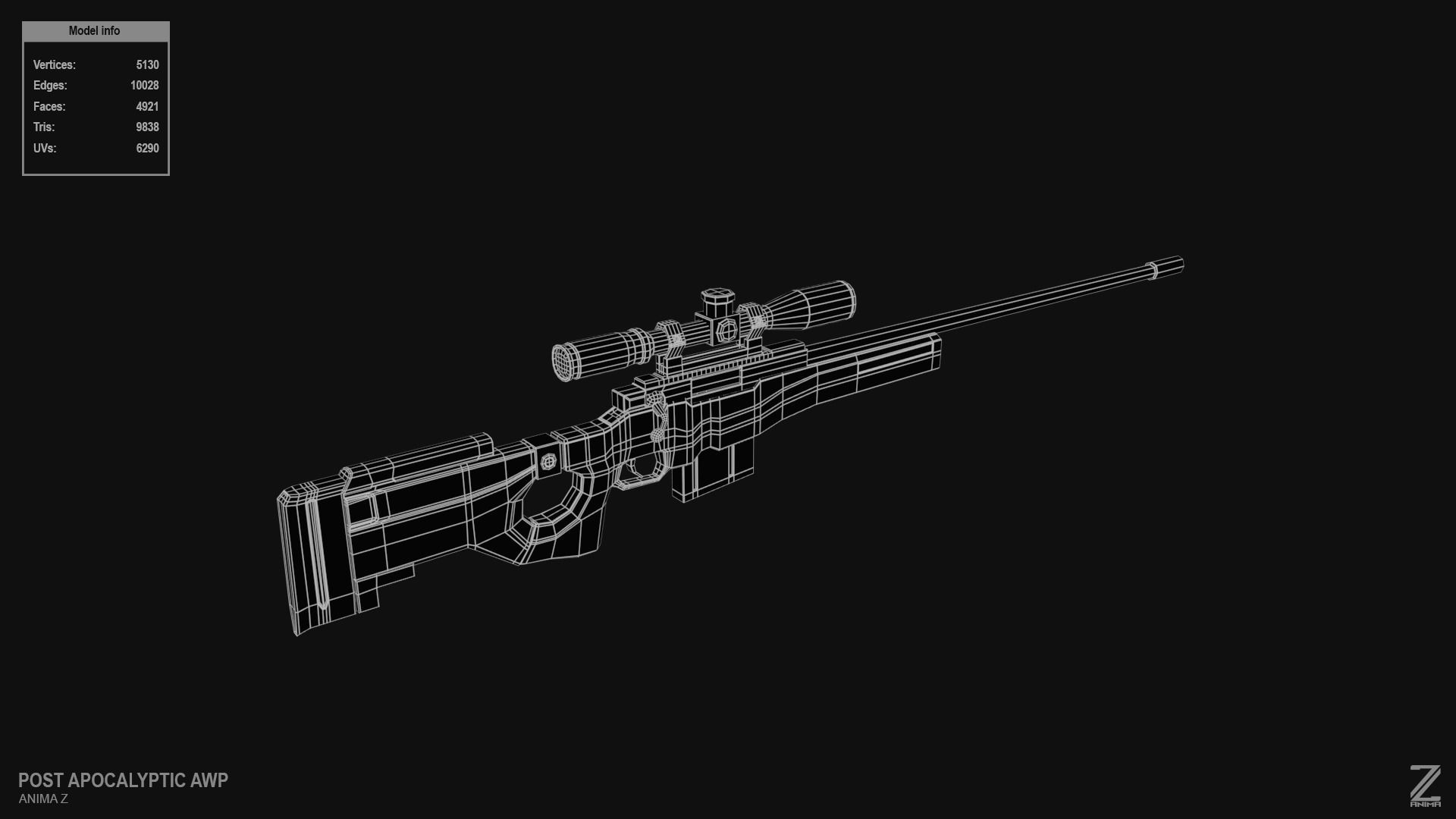 Post apocalyptic AWP Low-poly 3D model_14