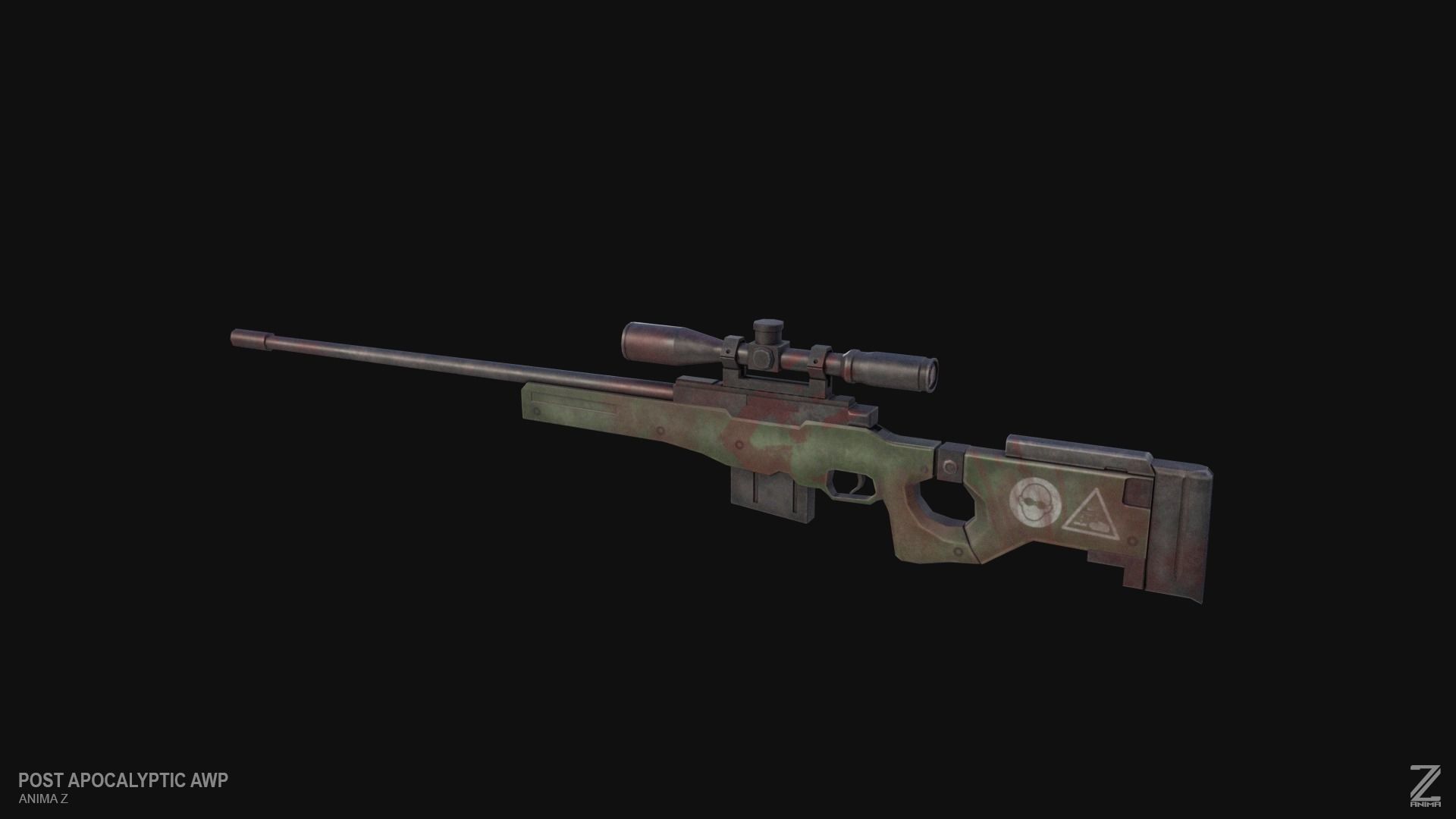 Post apocalyptic AWP Low-poly 3D model_3
