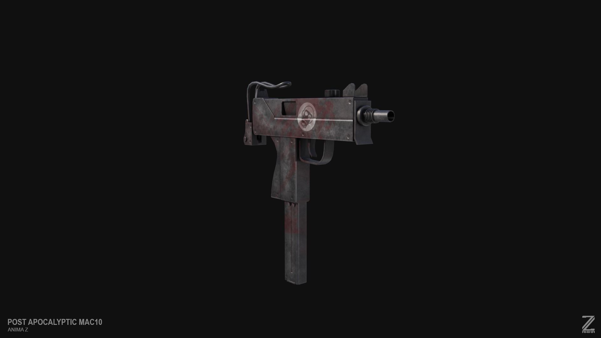 Post apocalyptic MAC10 Low-poly 3D model_5