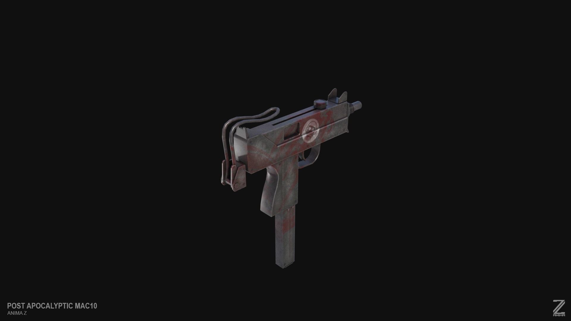 Post apocalyptic MAC10 Low-poly 3D model_6