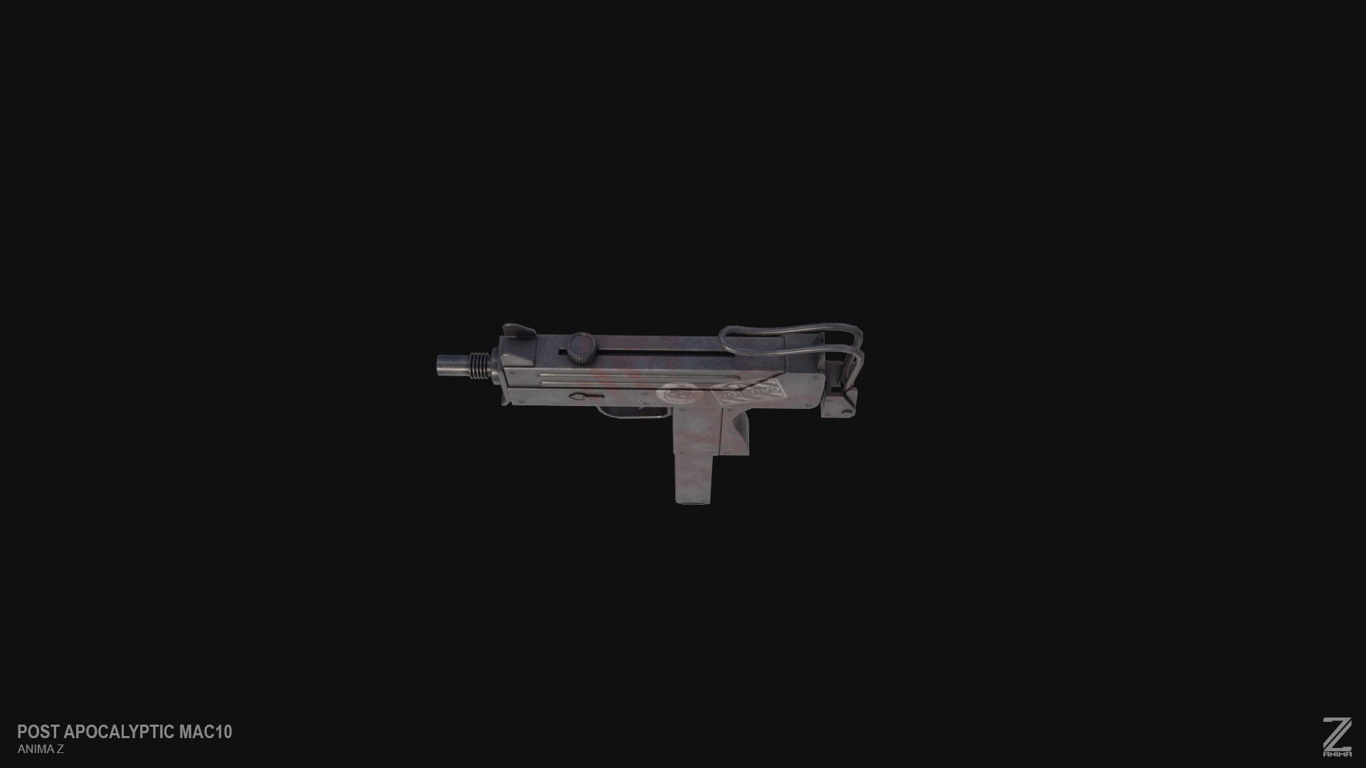 Post apocalyptic MAC10 Low-poly 3D model_4