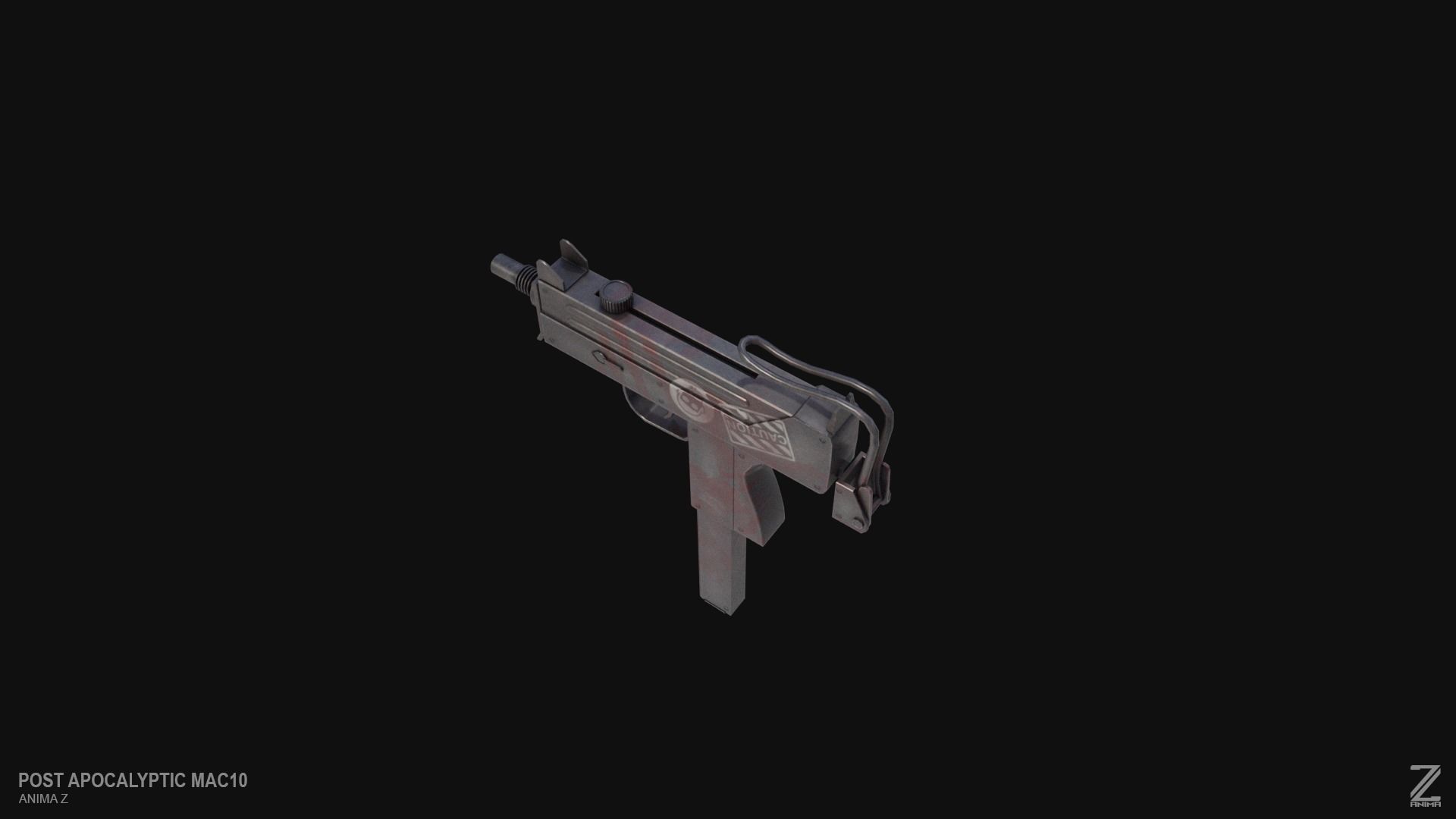 Post apocalyptic MAC10 Low-poly 3D model_7