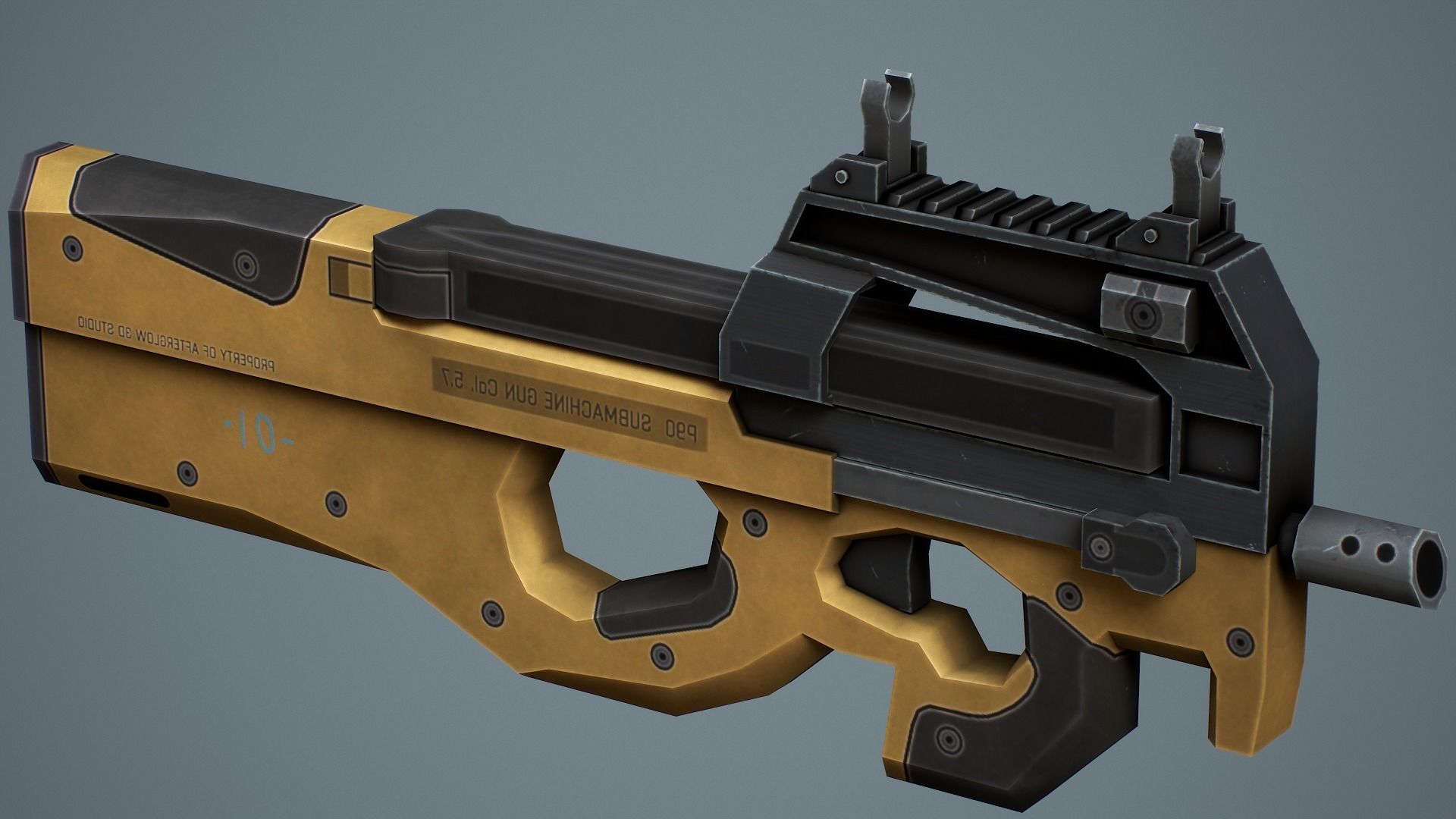 P90 Submachine Gun - Low Poly Game Ready Low-poly 3D model_4