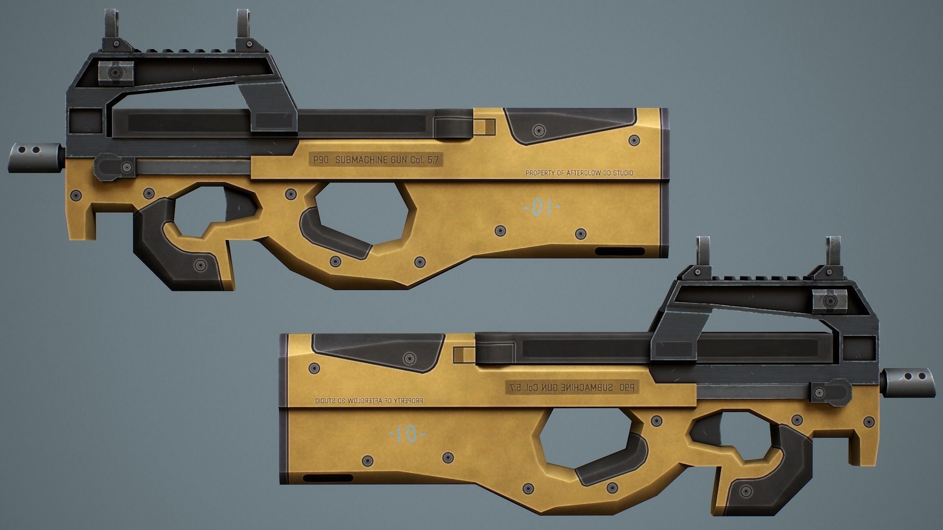 3D model P90 Submachine Gun - Low Poly Game Ready VR / AR / low-poly ...
