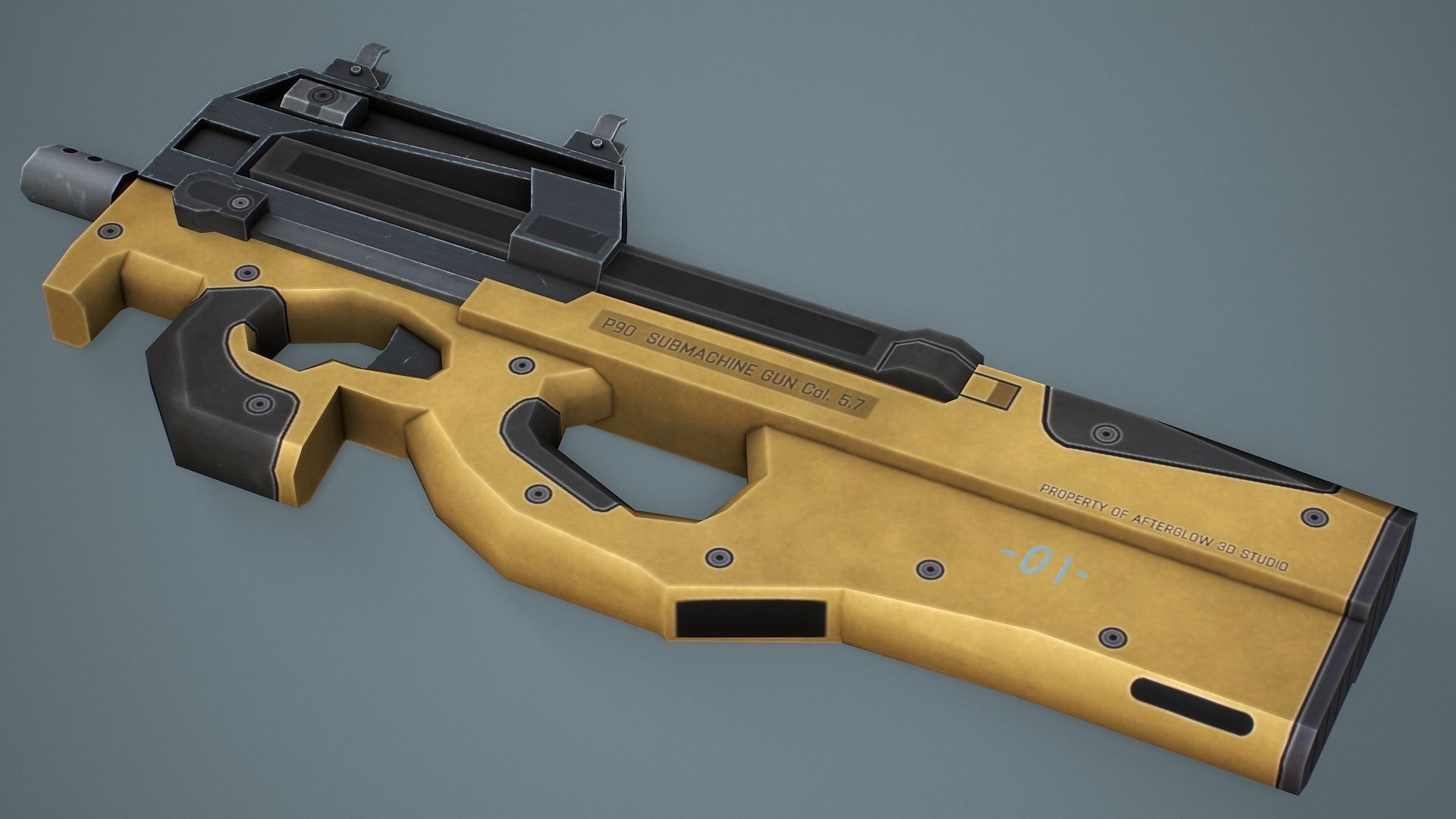 P90 Submachine Gun - Low Poly Game Ready Low-poly 3D model_9