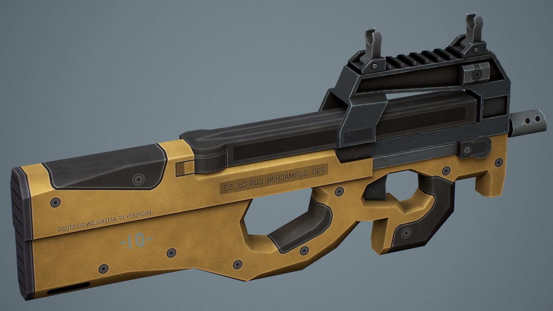 P90 Submachine Gun - Low Poly Game Ready Low-poly 3D model_5