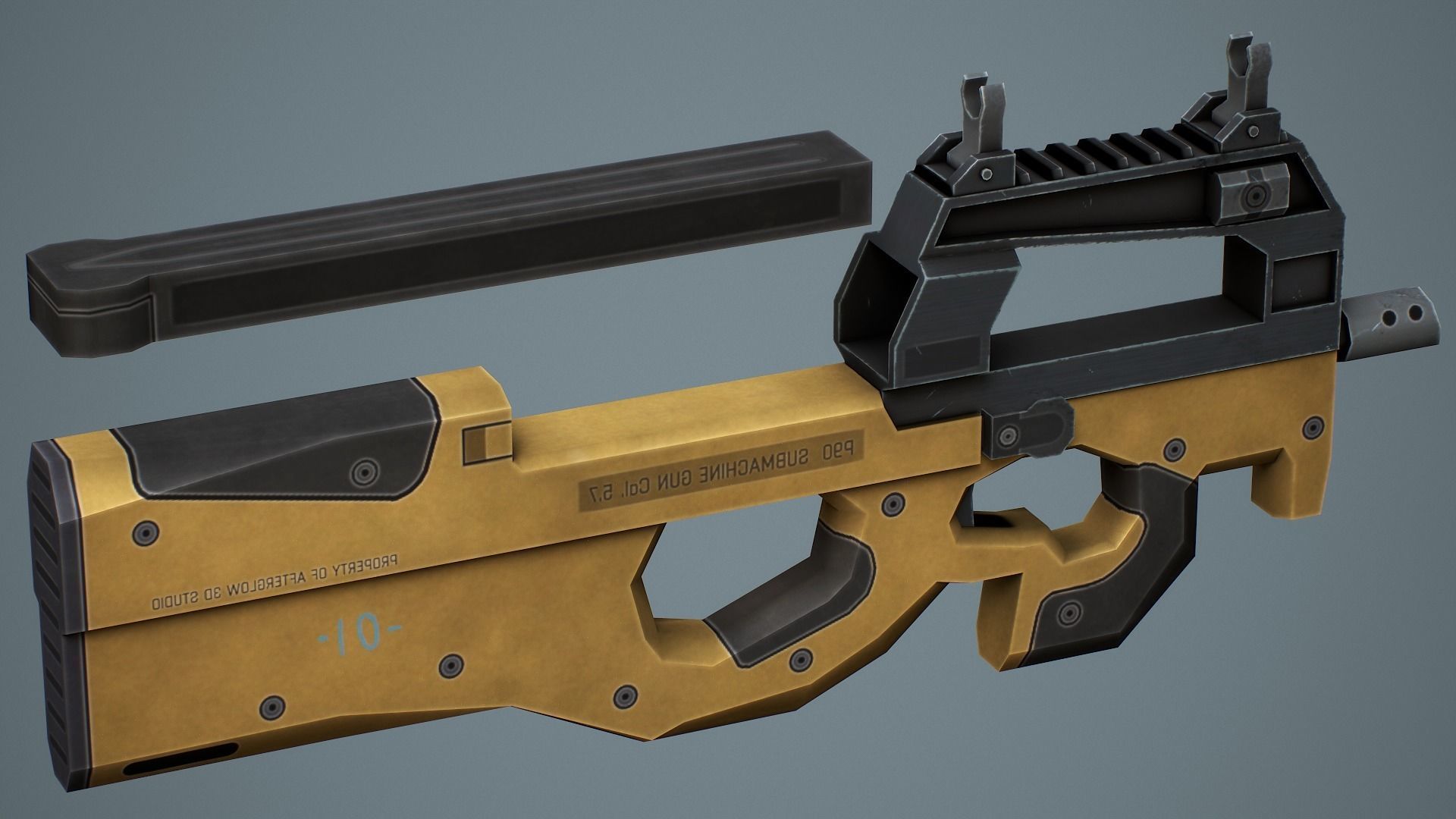 P90 Submachine Gun - Low Poly Game Ready Low-poly 3D model_6