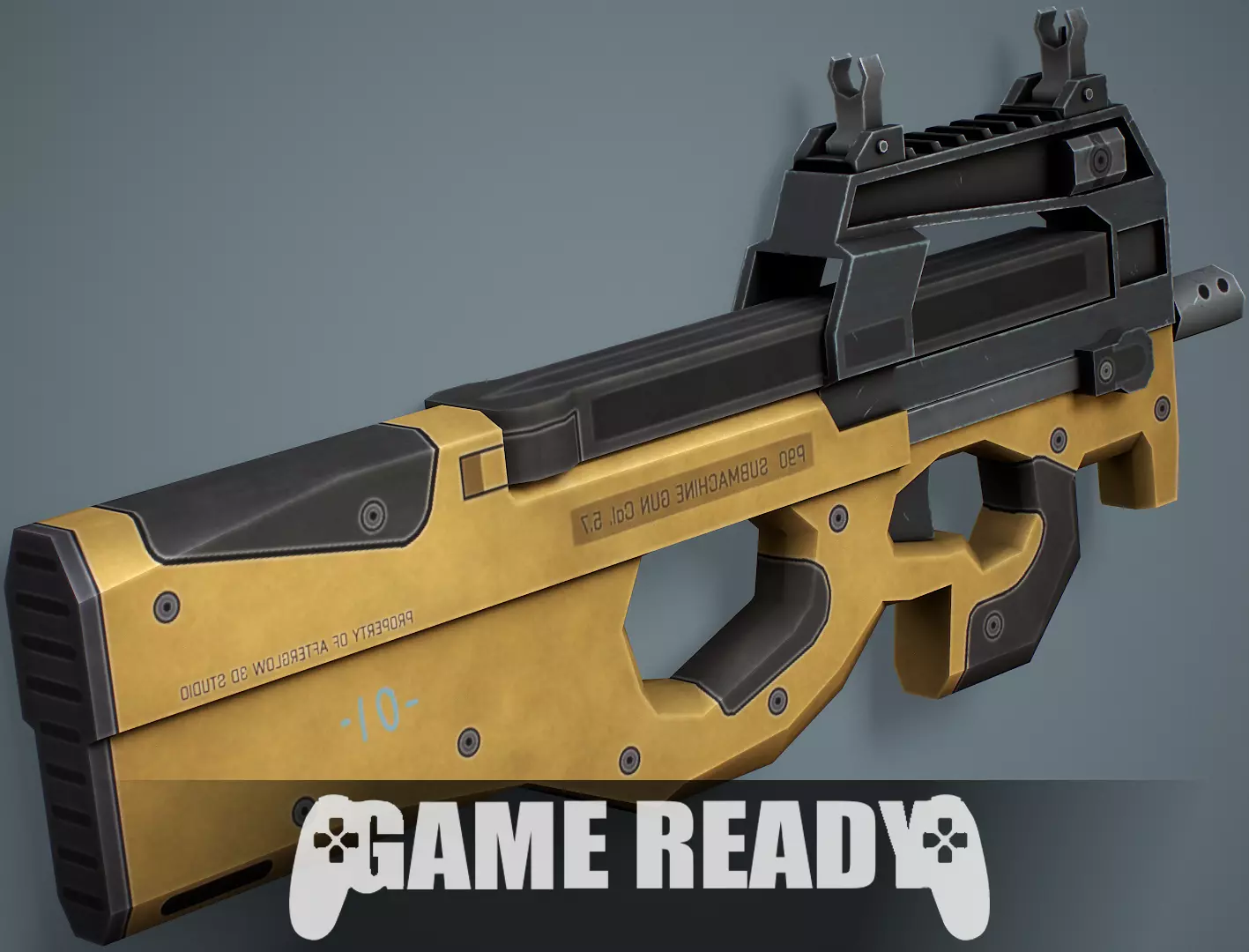 P90 Submachine Gun - Low Poly Game Ready Low-poly 3D model_0