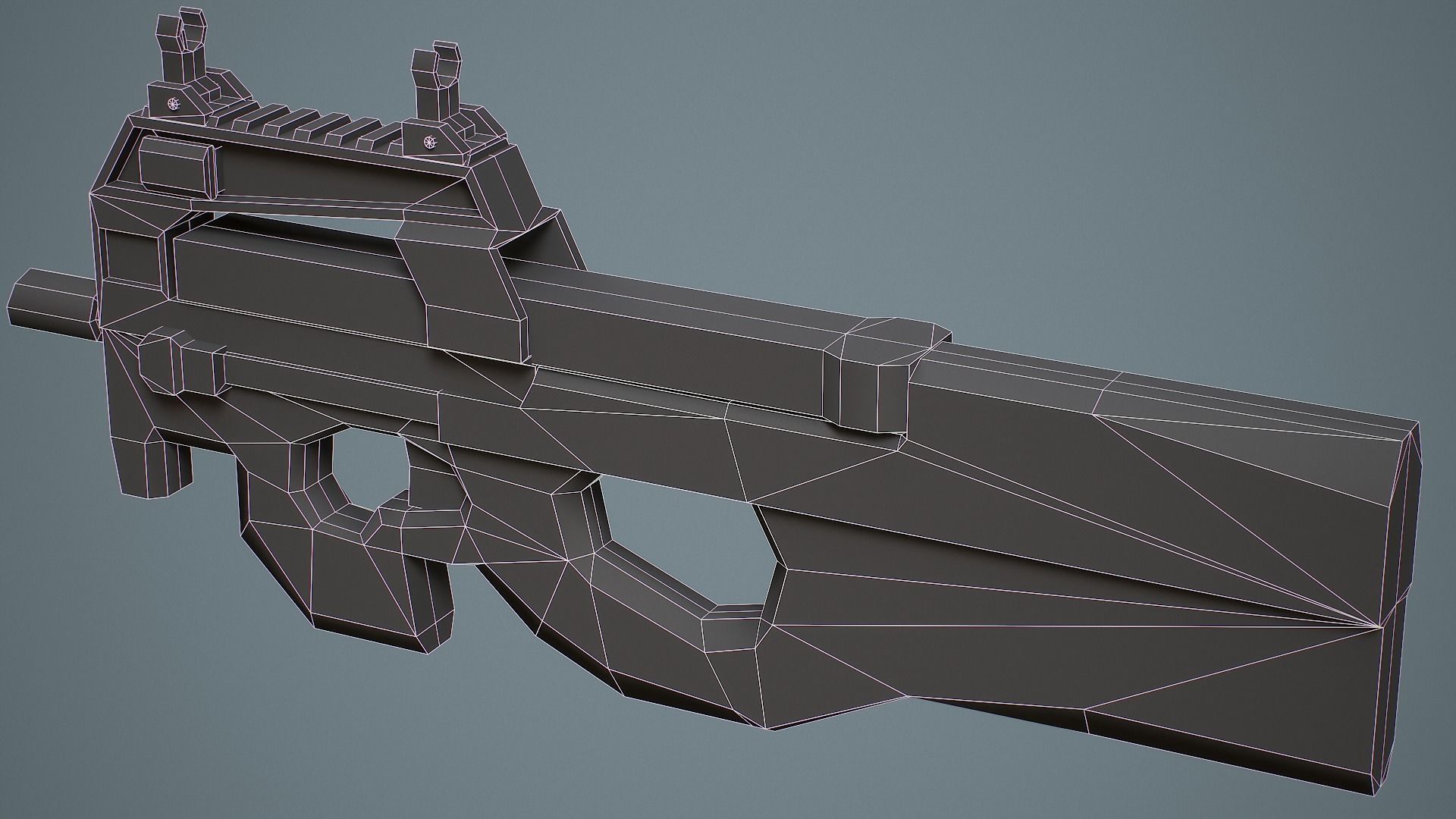 P90 Submachine Gun - Low Poly Game Ready Low-poly 3D model_10