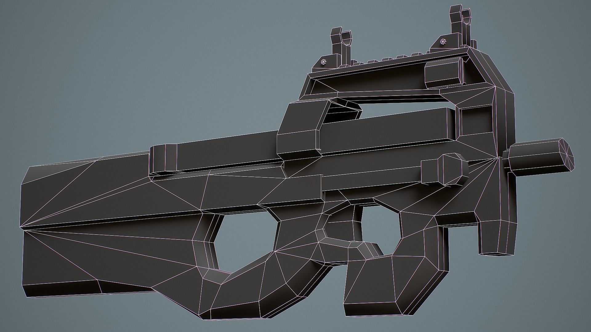 P90 Submachine Gun - Low Poly Game Ready Low-poly 3D model_11