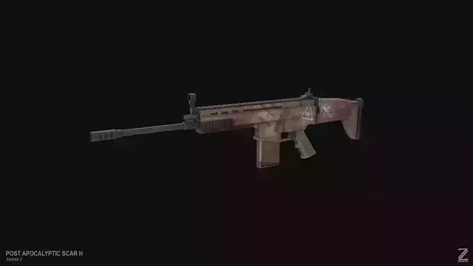 Post apocalyptic SCAR H Low-poly 3D model