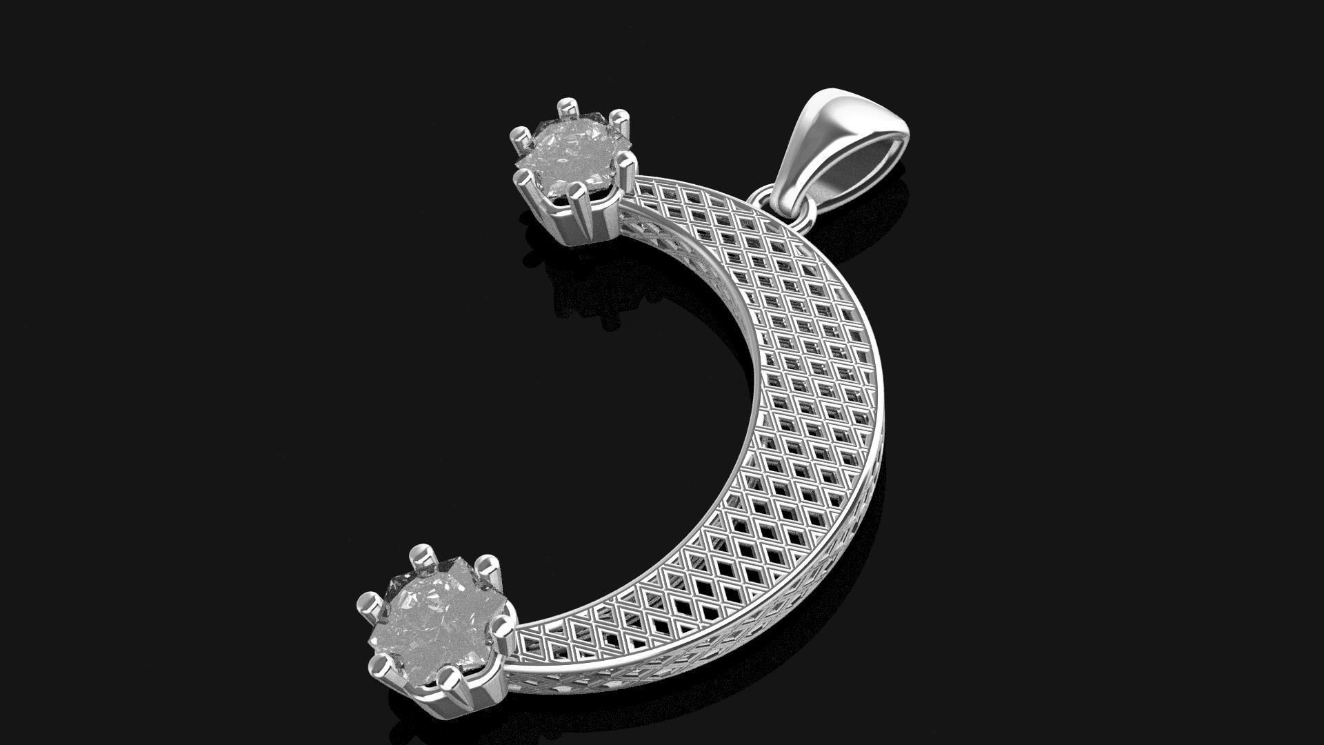 Minimalist Moon Pendant 3D Printable Jewelry Design 3D print model_5