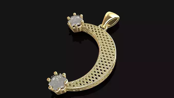 Minimalist Moon Pendant 3D Printable Jewelry Design