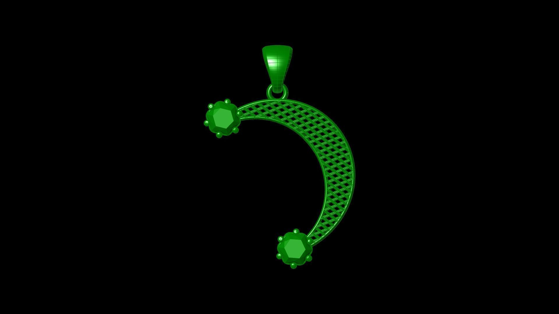 Minimalist Moon Pendant 3D Printable Jewelry Design 3D print model_10