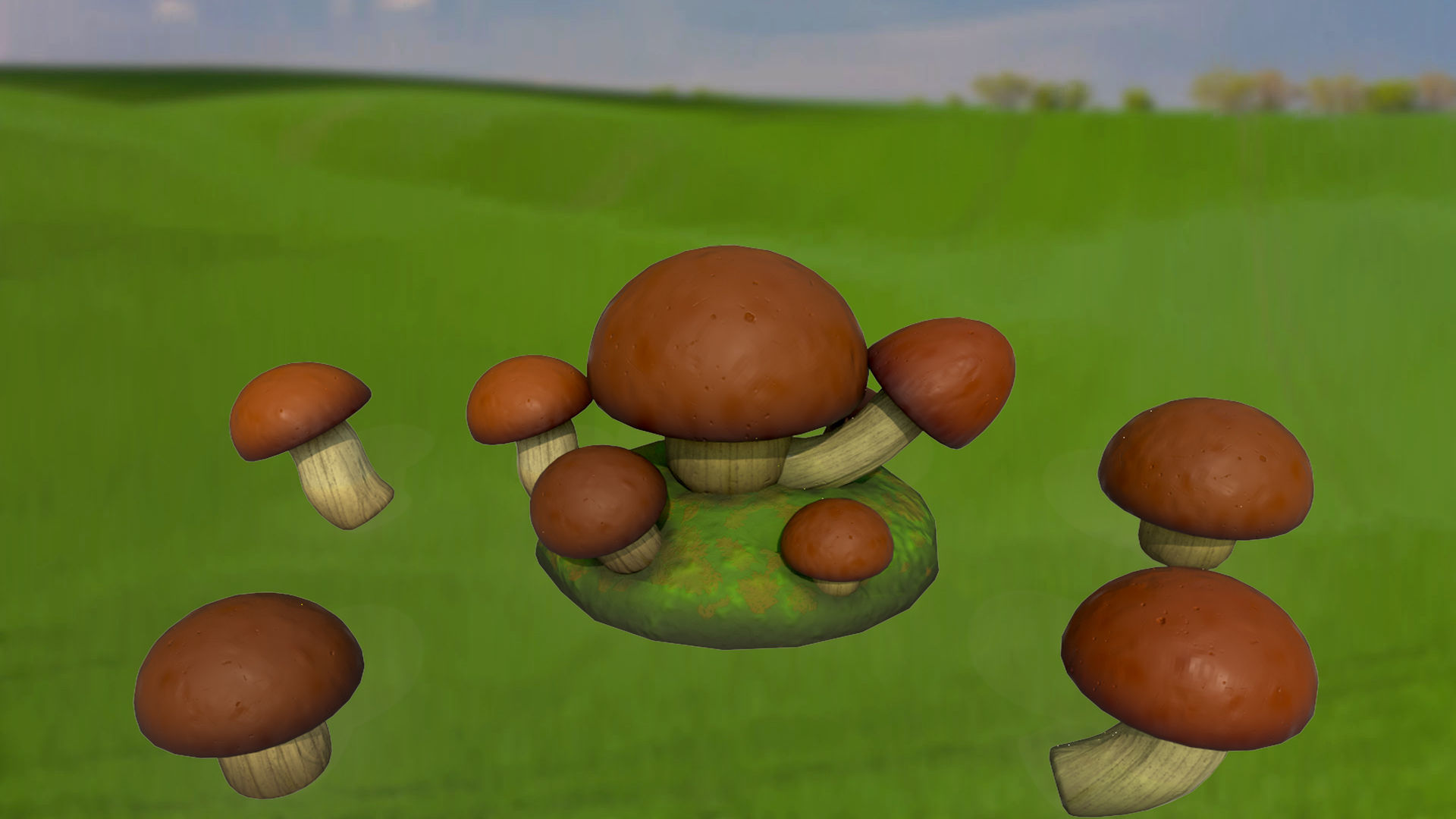 Stylized mushrooms mycelium game ready Low-poly 3D model_5