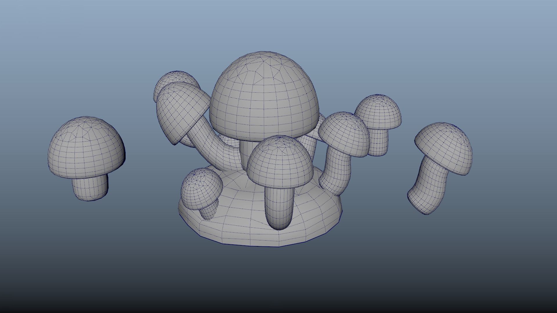 Stylized mushrooms mycelium game ready Low-poly 3D model_7