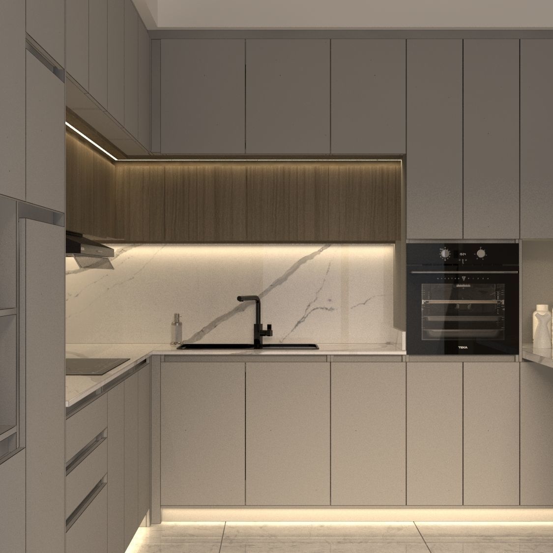 Simple Render Grey L Kitchen - Skp Vray5 Lumion8 3D model_2