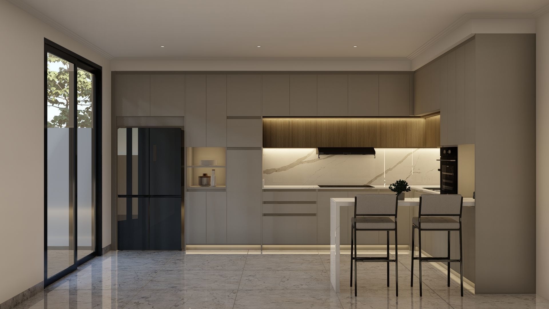 Simple Render Grey L Kitchen - Skp Vray5 Lumion8 3D model_3