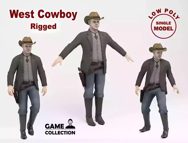 West Cowboy 1 Low-poly 3D model