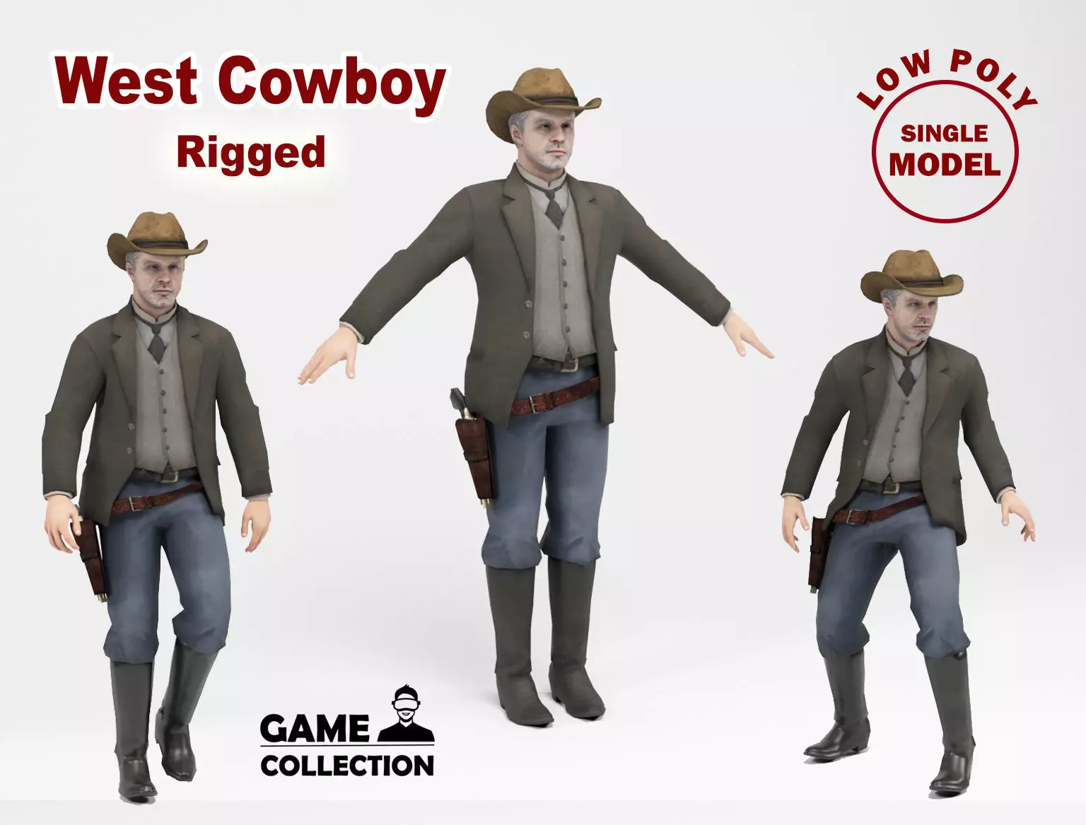 West Cowboy 1 Low-poly 3D model_0