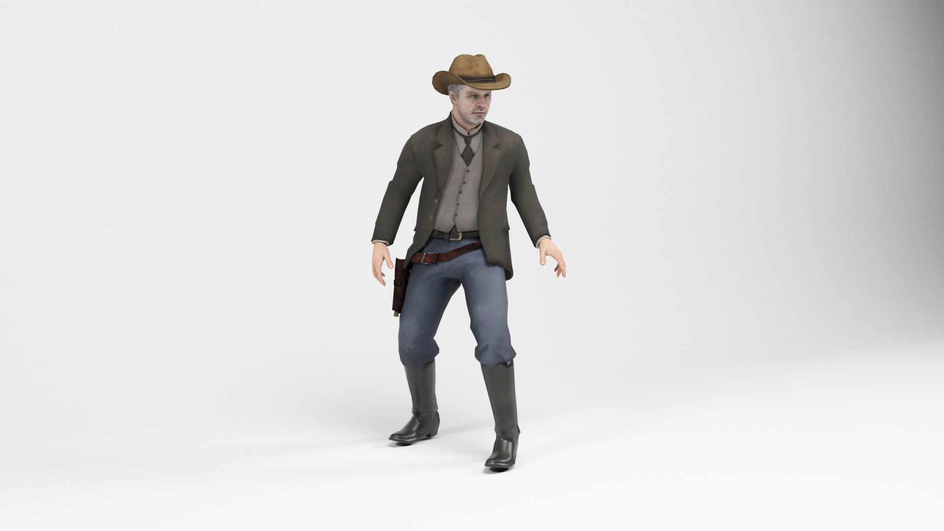 West Cowboy 1 Low-poly 3D model_7