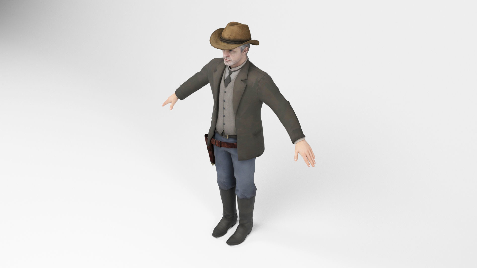 West Cowboy 1 Low-poly 3D model_5