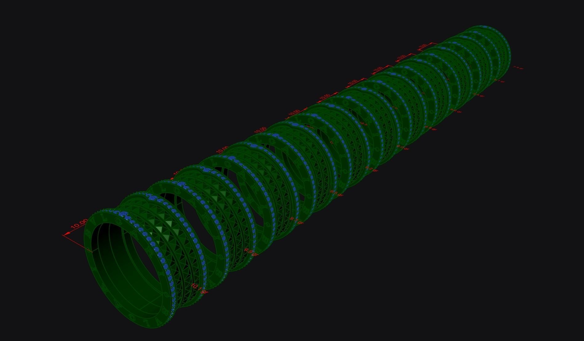 blgari rings set full diamond 3D model_3