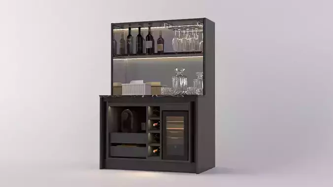 Mini Mobile Bar Furniture Product 3D Render SKP Vray