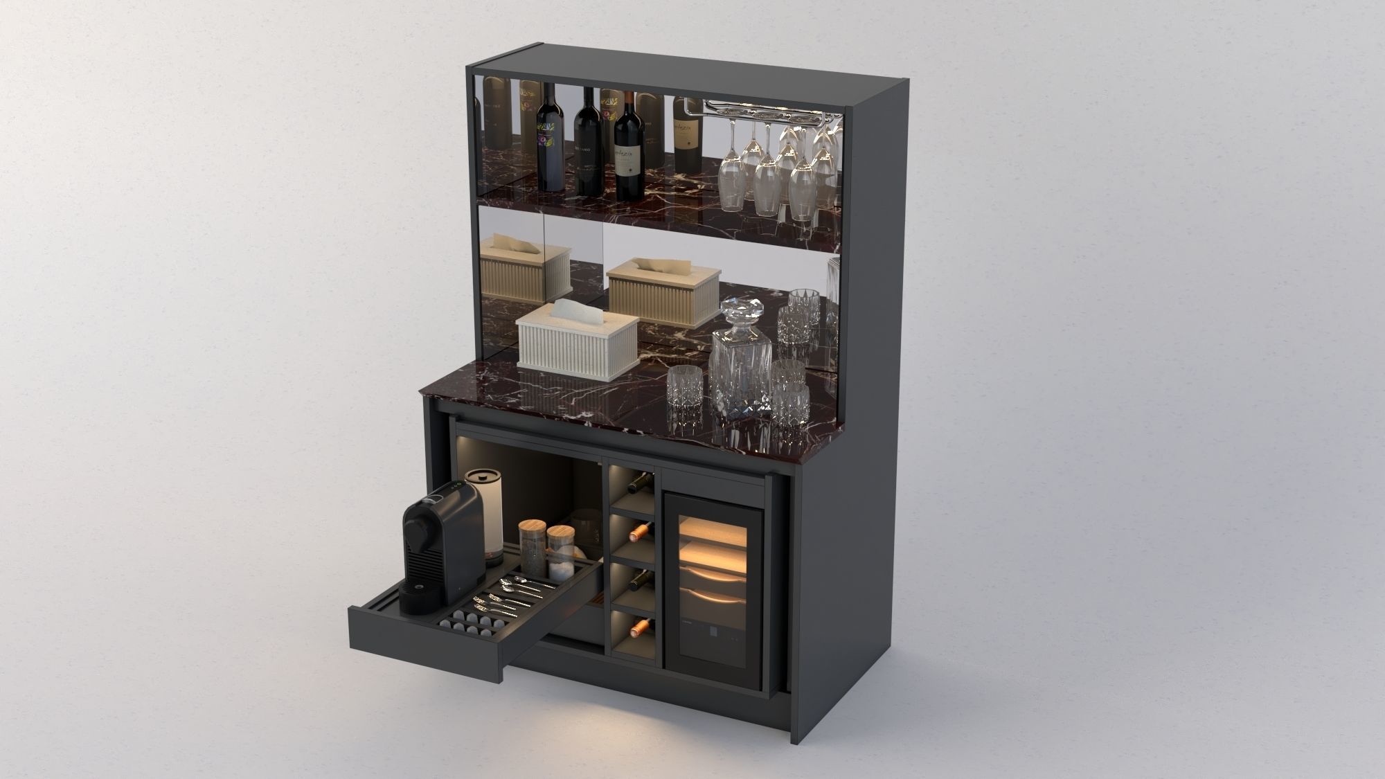 Mini Mobile Bar Furniture Product 3D Render SKP Vray 3D model_4