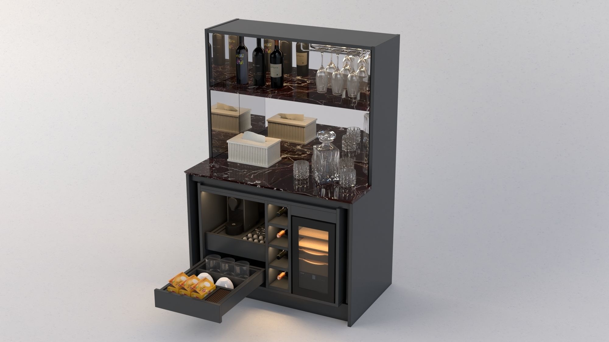 Mini Mobile Bar Furniture Product 3D Render SKP Vray 3D model_5