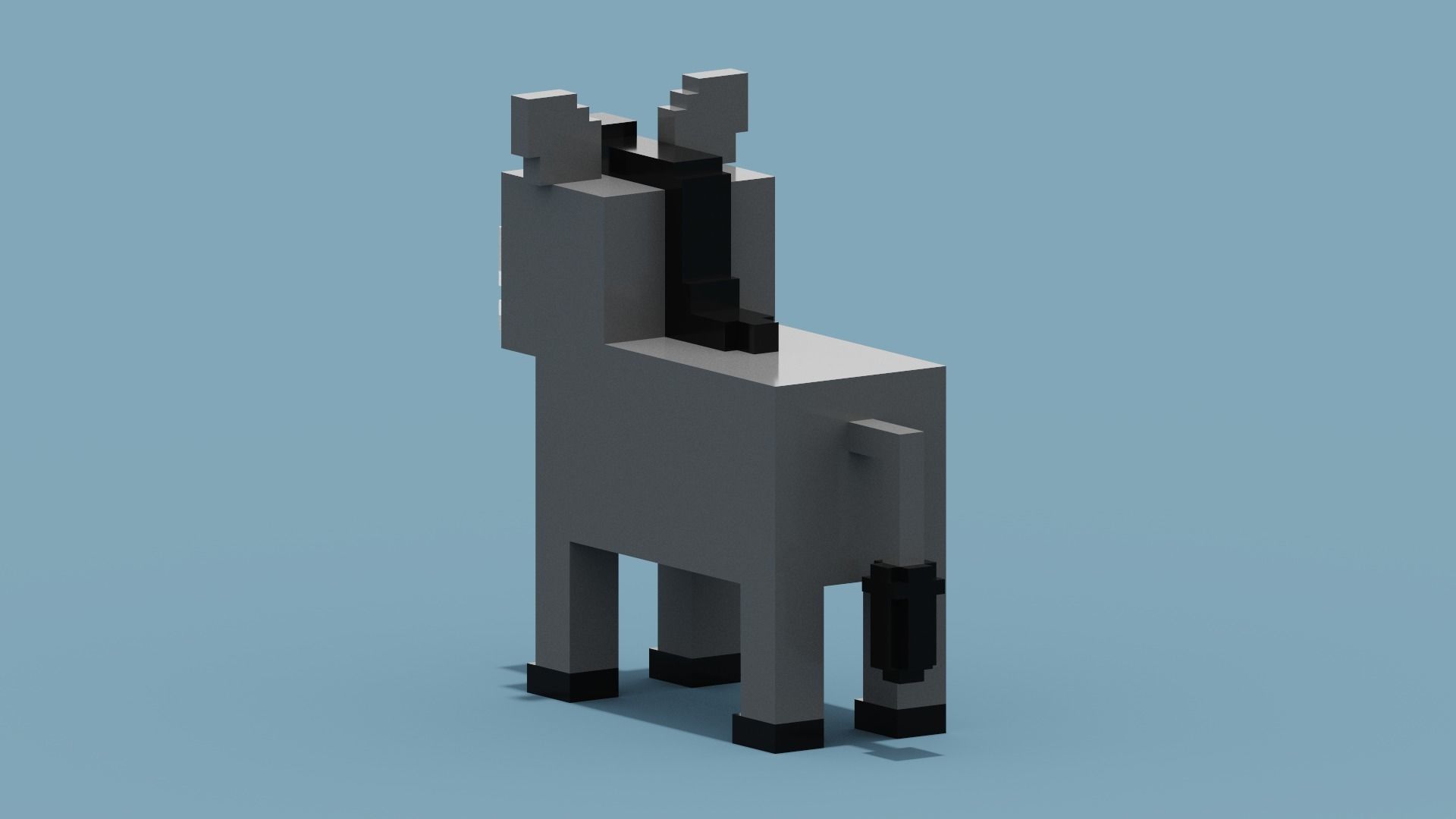 Voxel Donkey  Low-poly 3D model_3