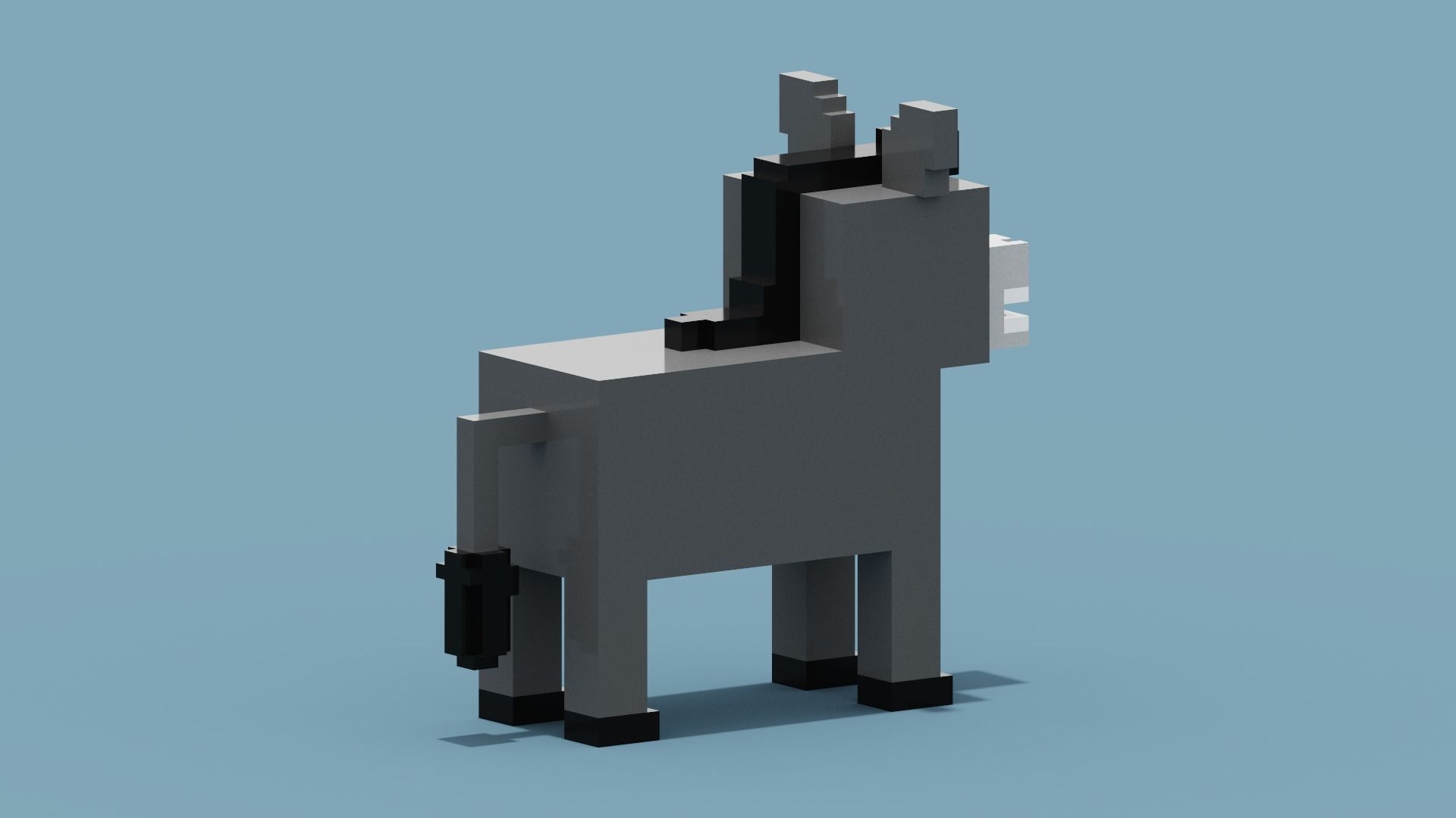 Voxel Donkey  Low-poly 3D model_6