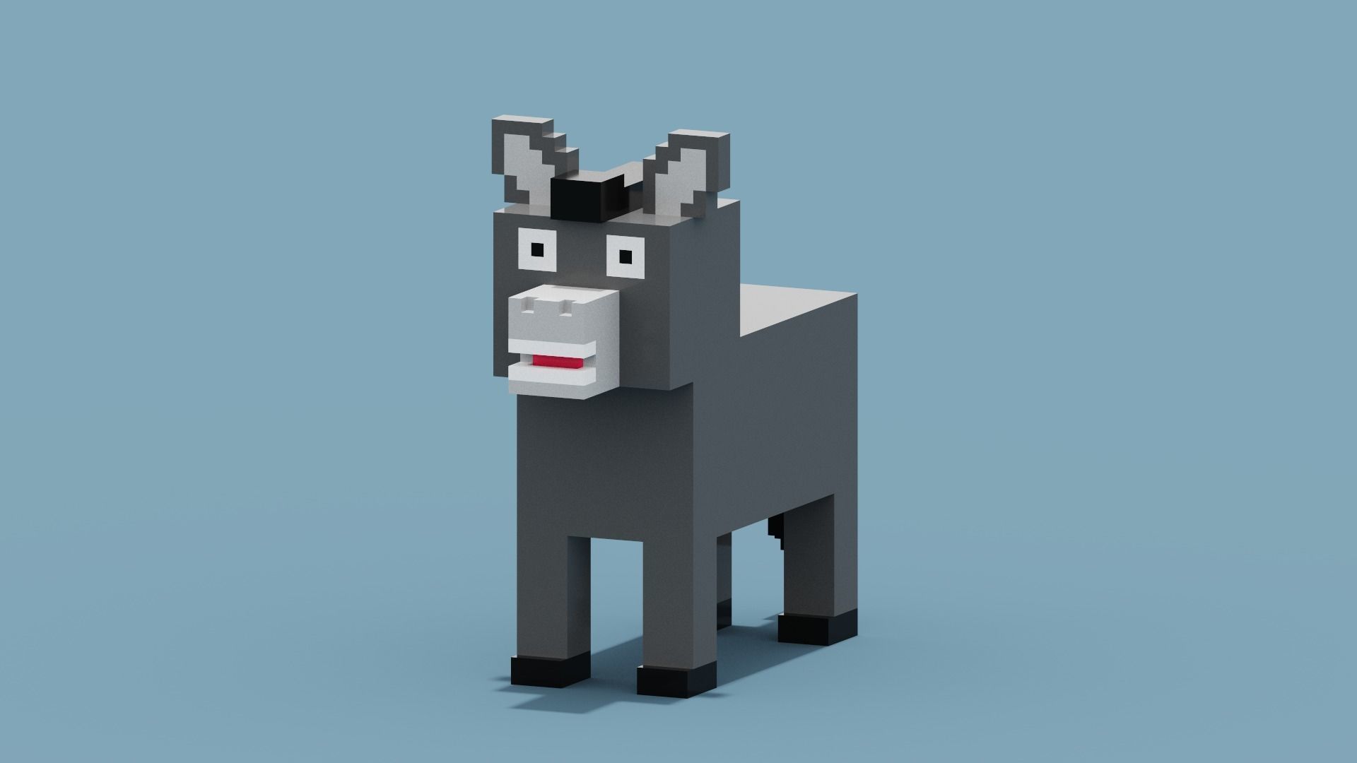 Voxel Donkey  Low-poly 3D model_11
