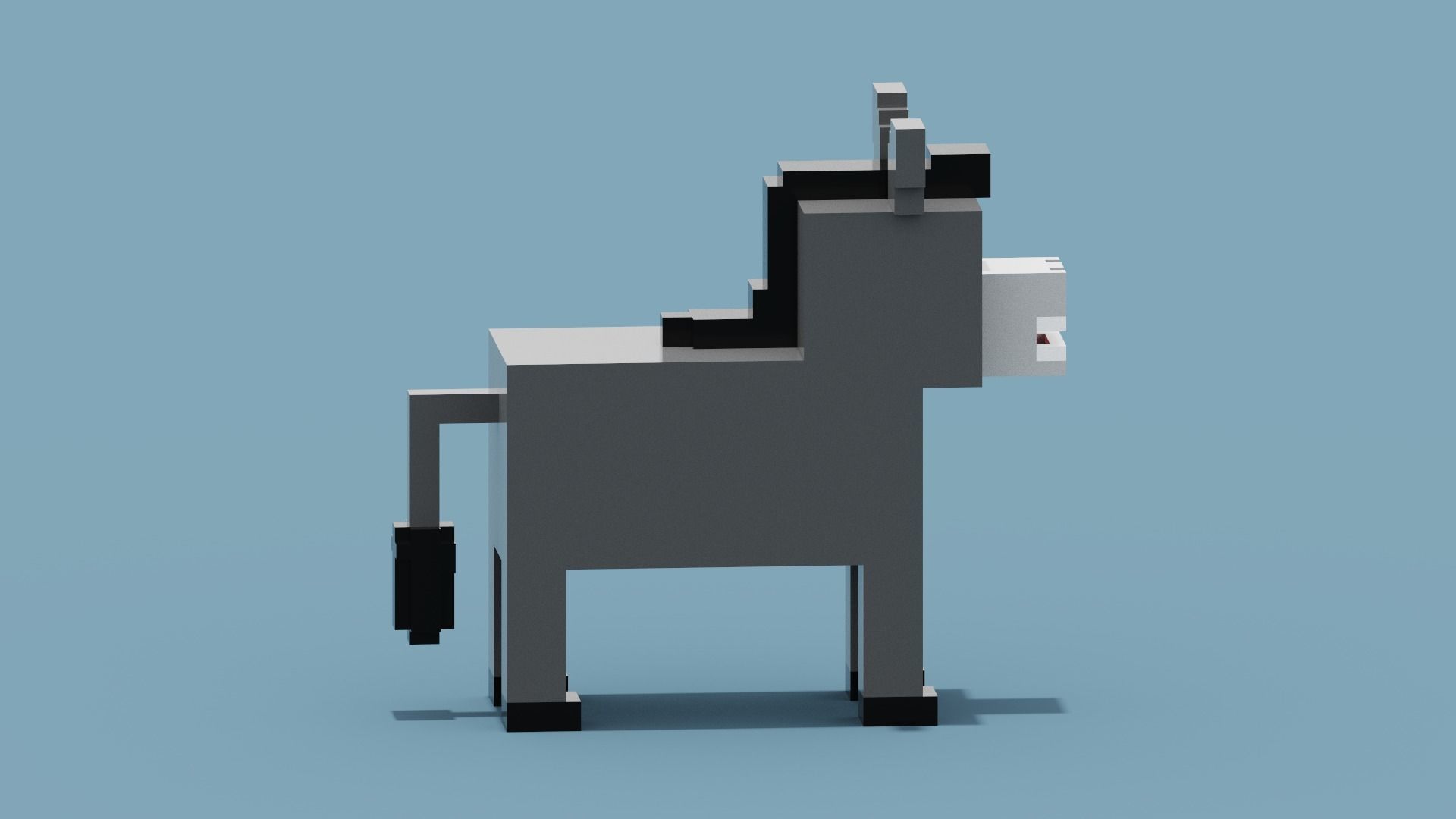 Voxel Donkey  Low-poly 3D model_7