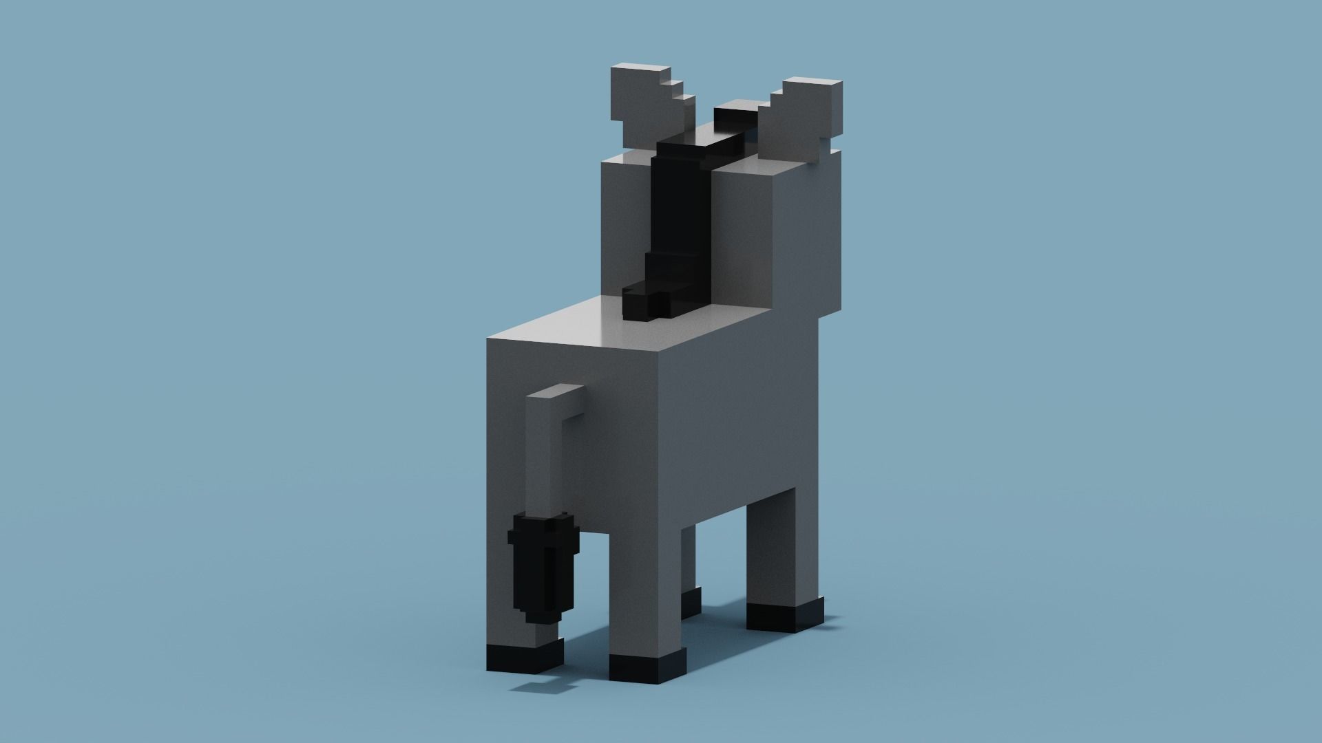 Voxel Donkey  Low-poly 3D model_5