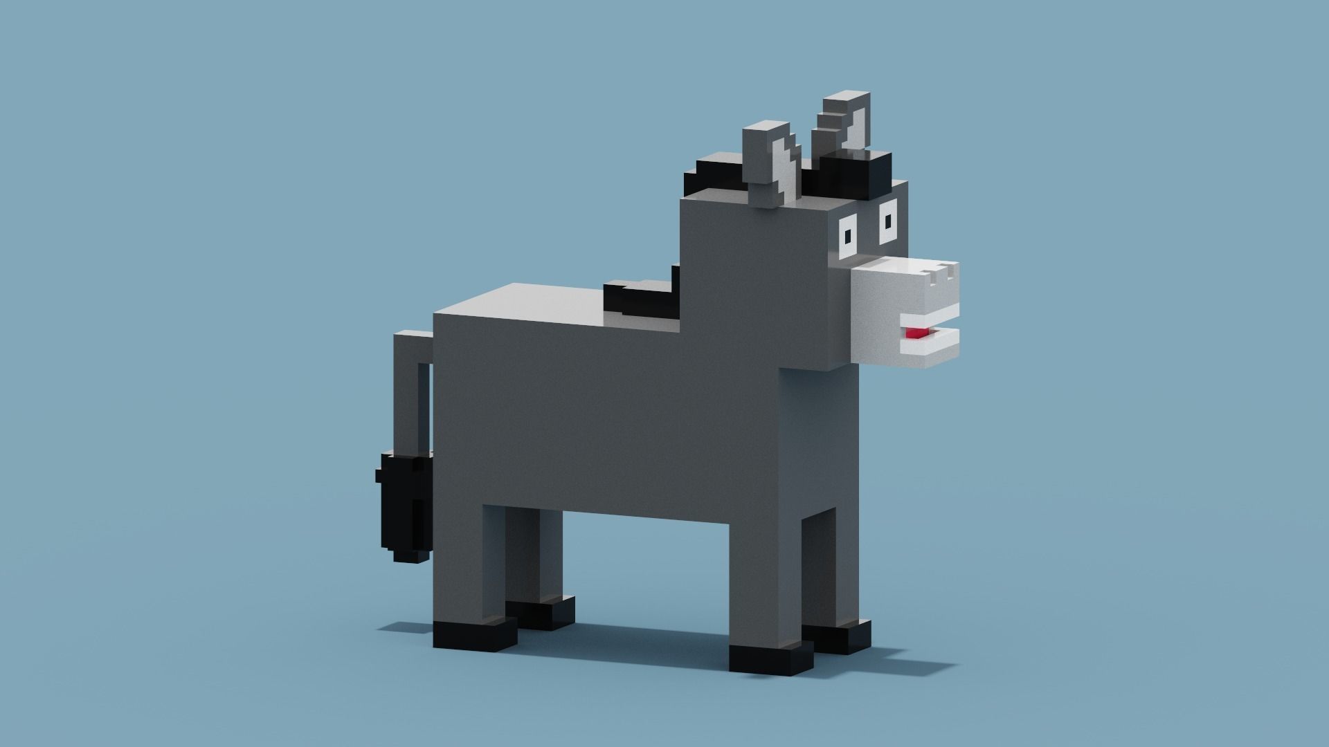 Voxel Donkey  Low-poly 3D model_8