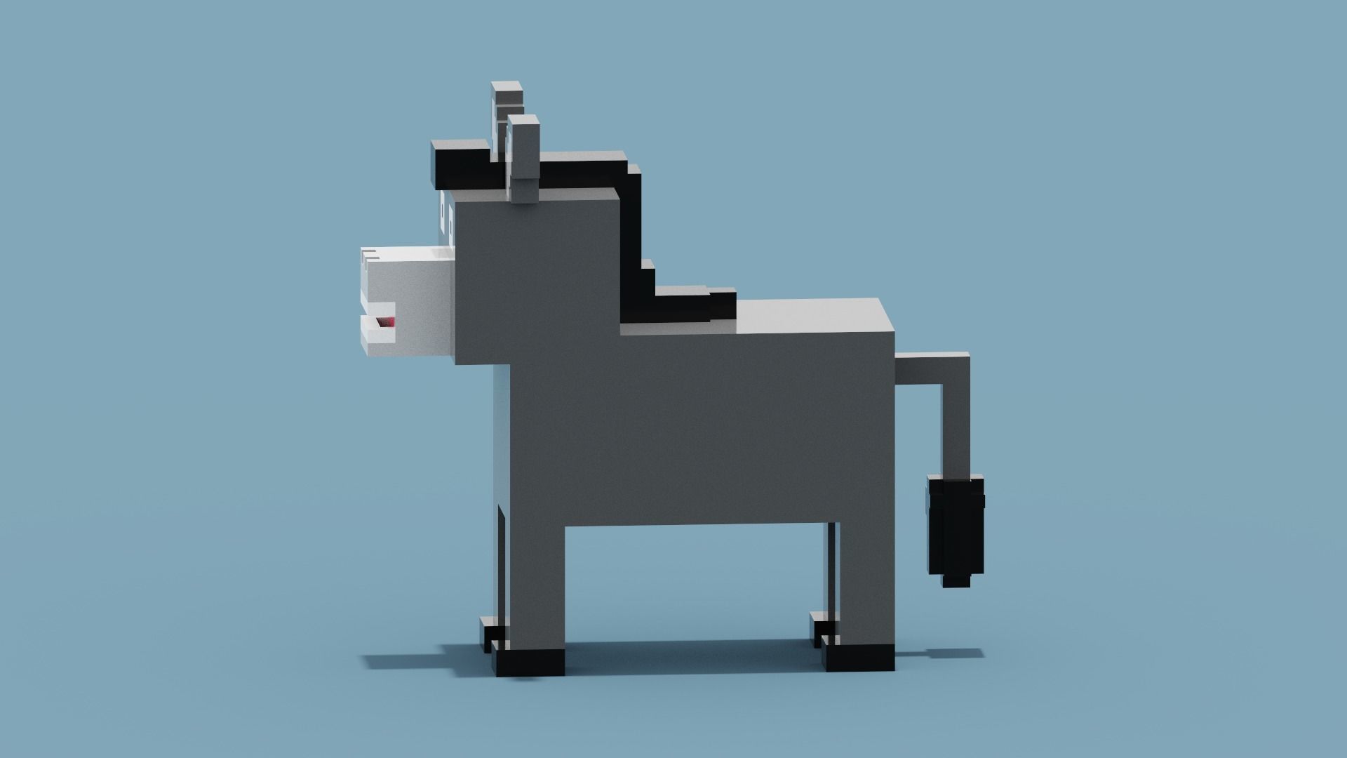 Voxel Donkey  Low-poly 3D model_1