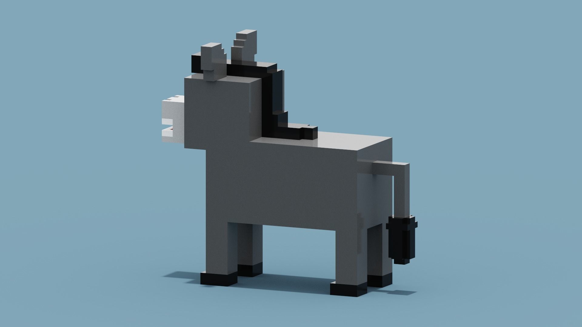 Voxel Donkey  Low-poly 3D model_2