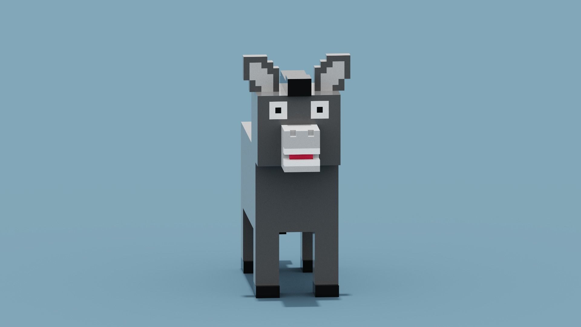 Voxel Donkey  Low-poly 3D model_10