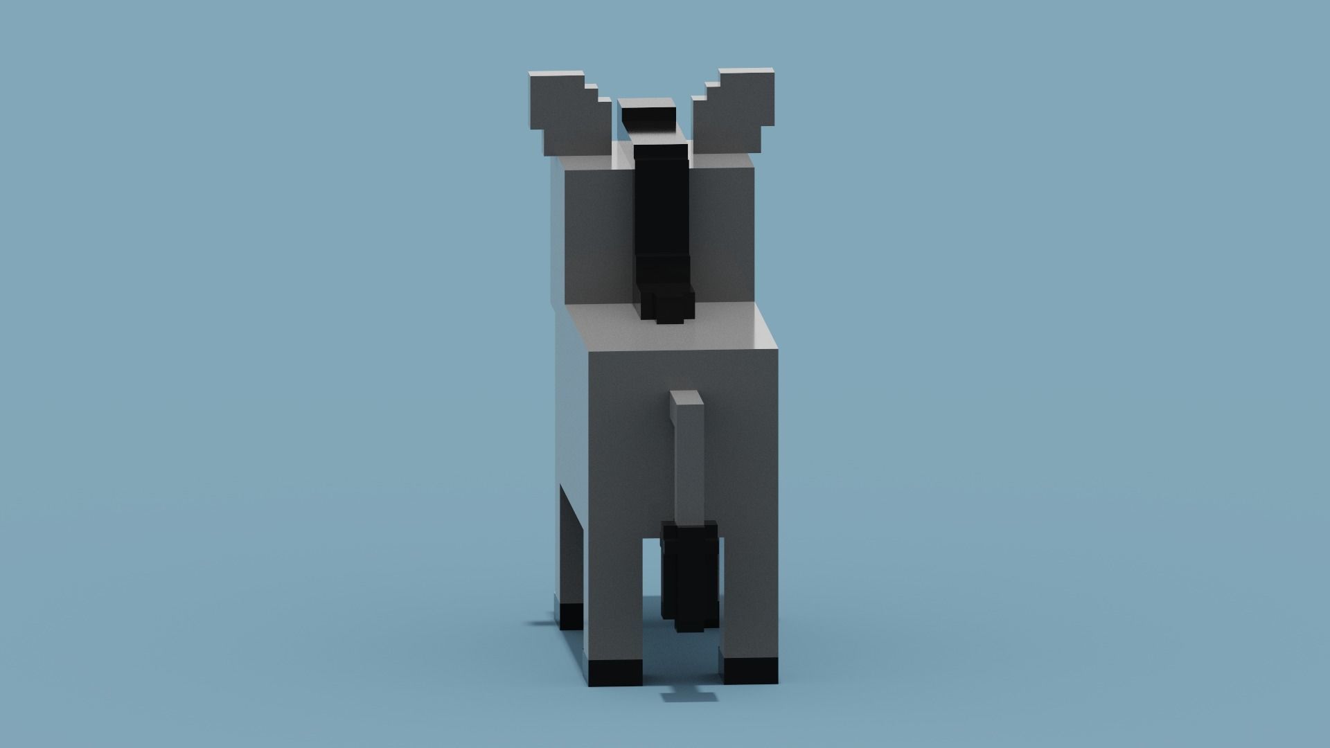 Voxel Donkey  Low-poly 3D model_4