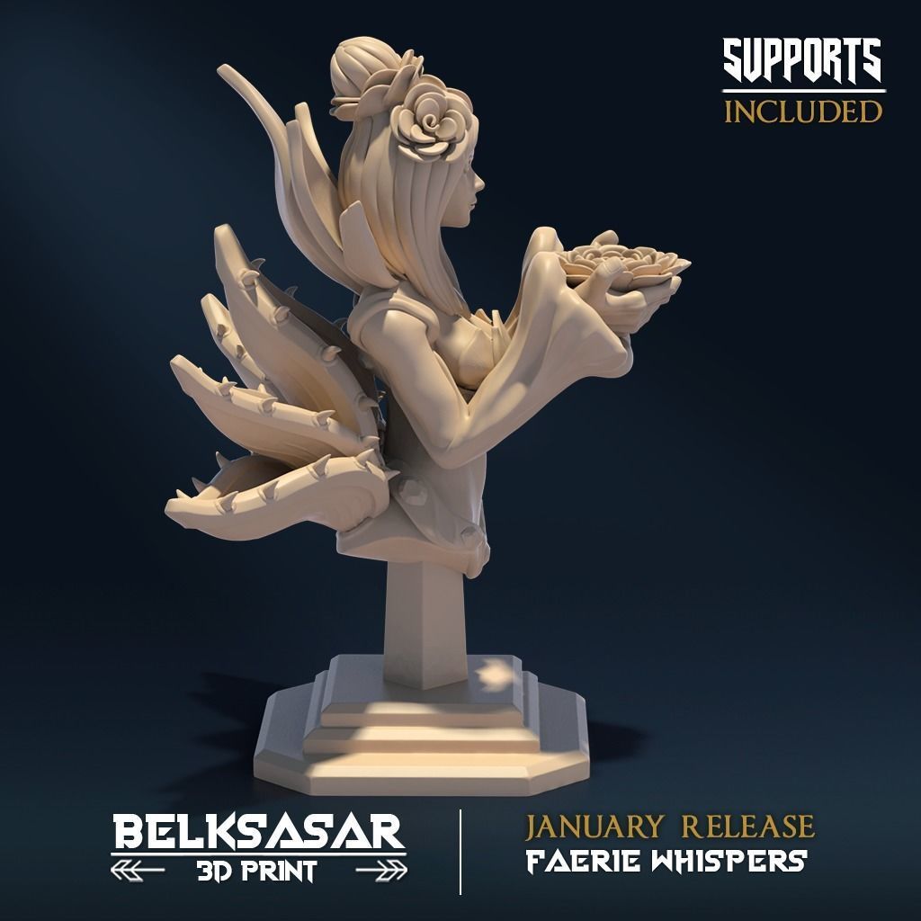 Faerie Bust Topless and Normal 3D print model_4