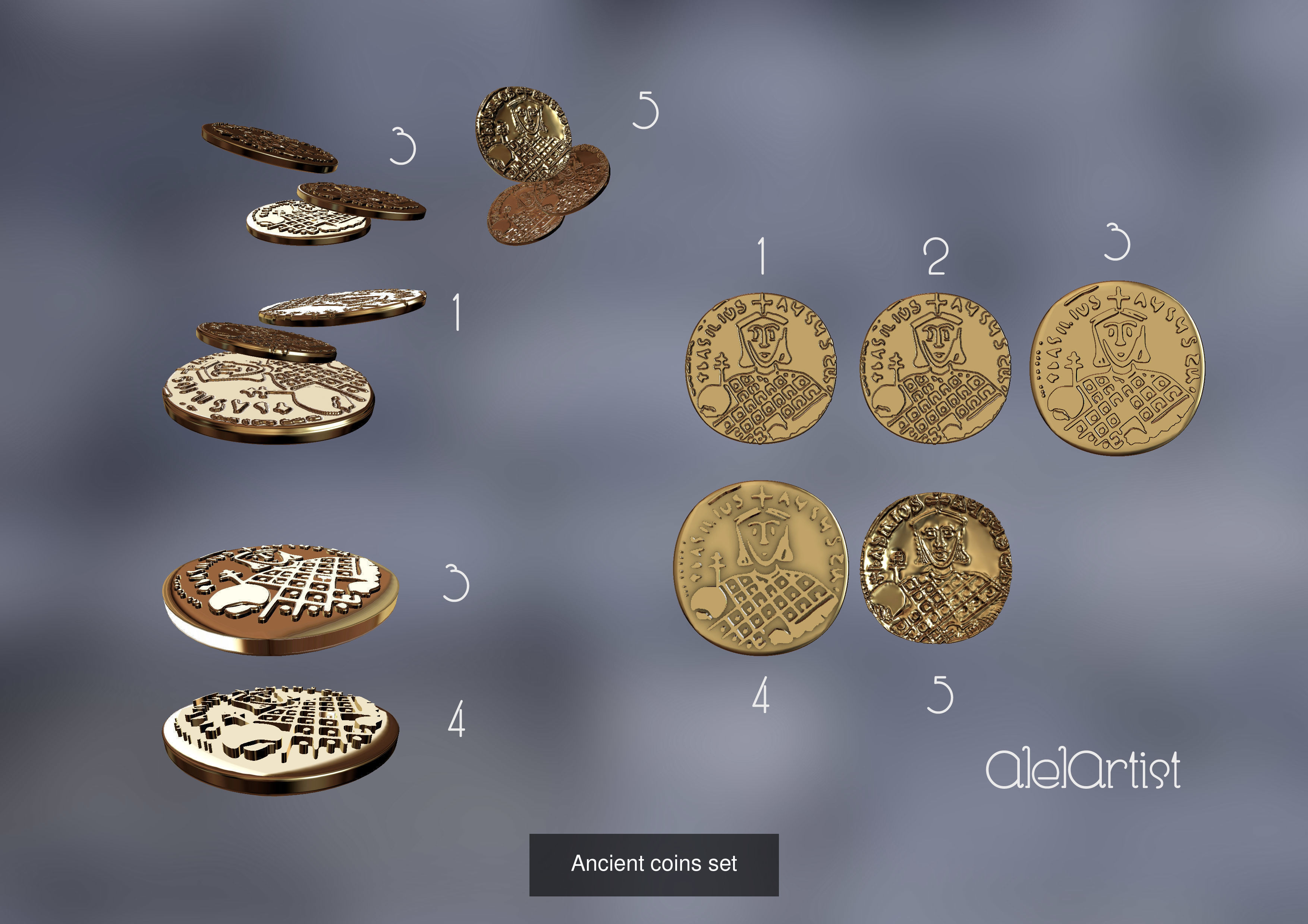 Ancient fantasy space props complete bundle 3D Model Collection_30