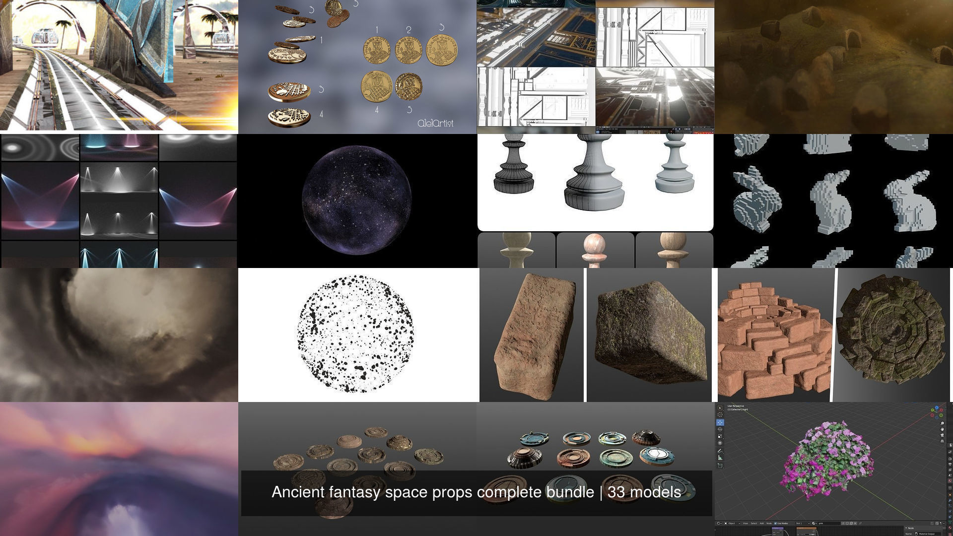 Ancient fantasy space props complete bundle 3D Model Collection_7