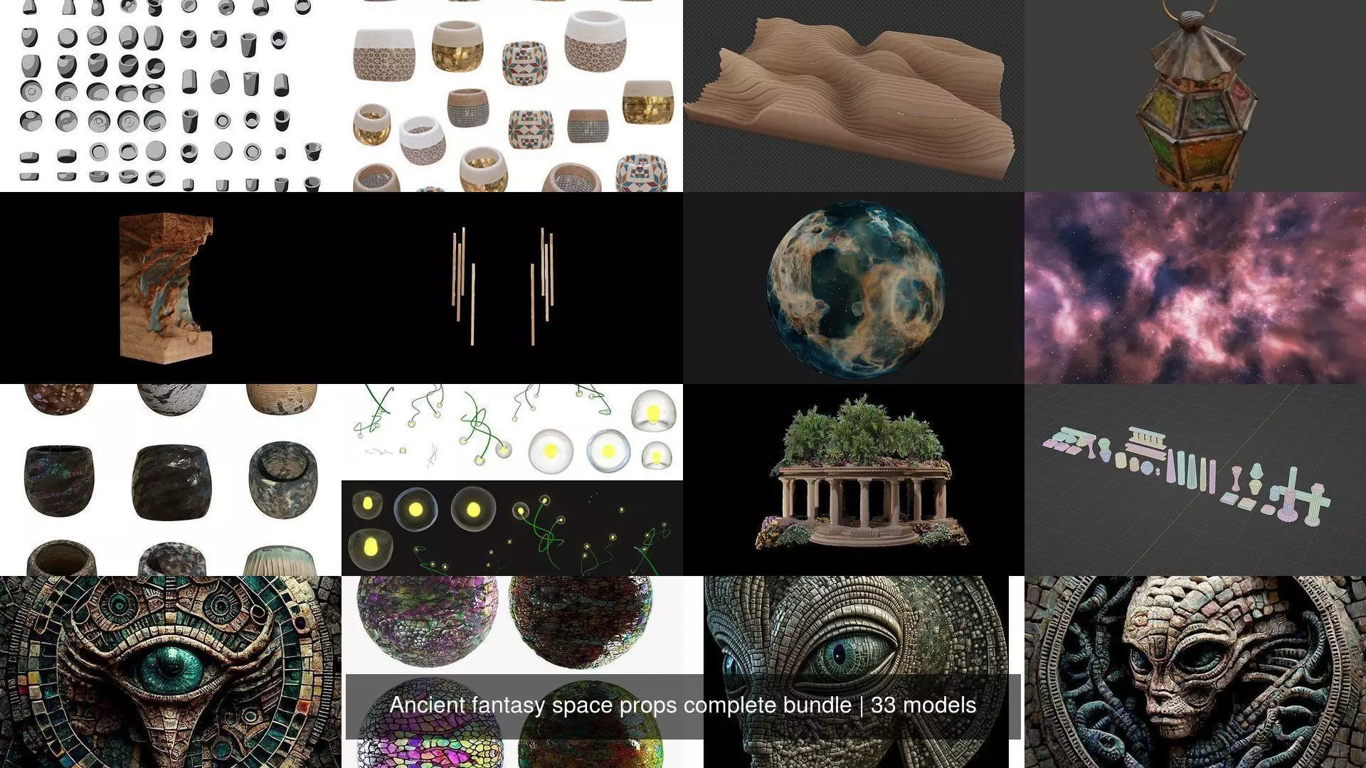 Ancient fantasy space props complete bundle 3D Model Collection_0