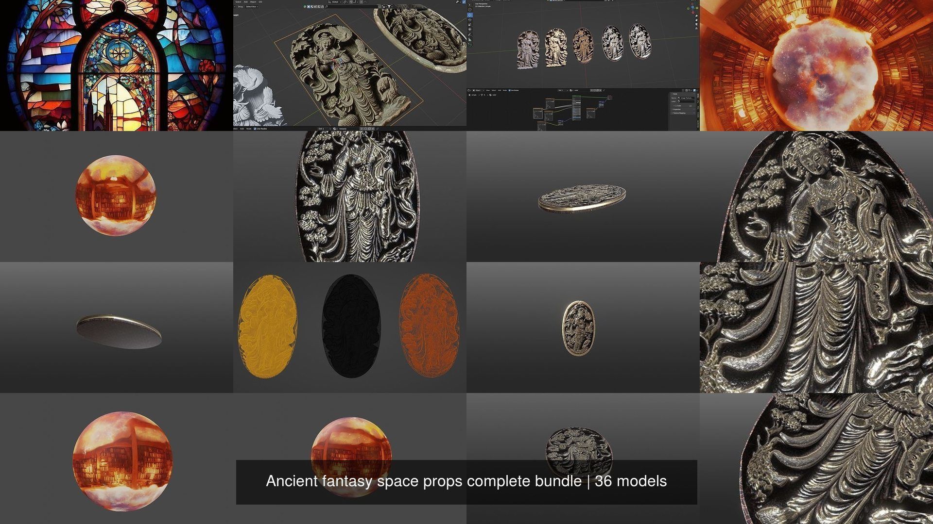 Ancient fantasy space props complete bundle 3D Model Collection_18