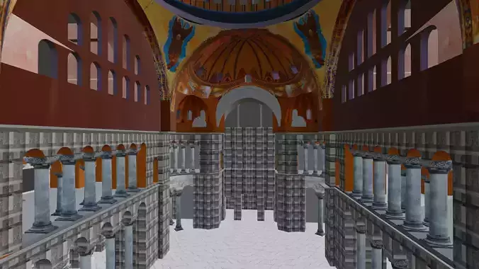 Hagia sophia mosque Istanbul Interior and exterior Low-poly 3D model