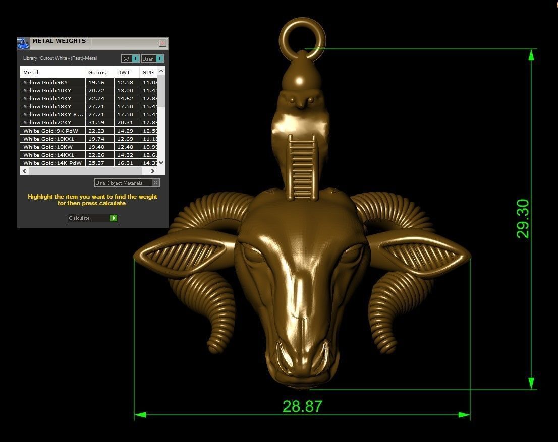 Medal of the Pharaonic head of the god Khnum 3D print model_2