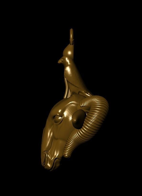 Medal of the Pharaonic head of the god Khnum 3D print model_3