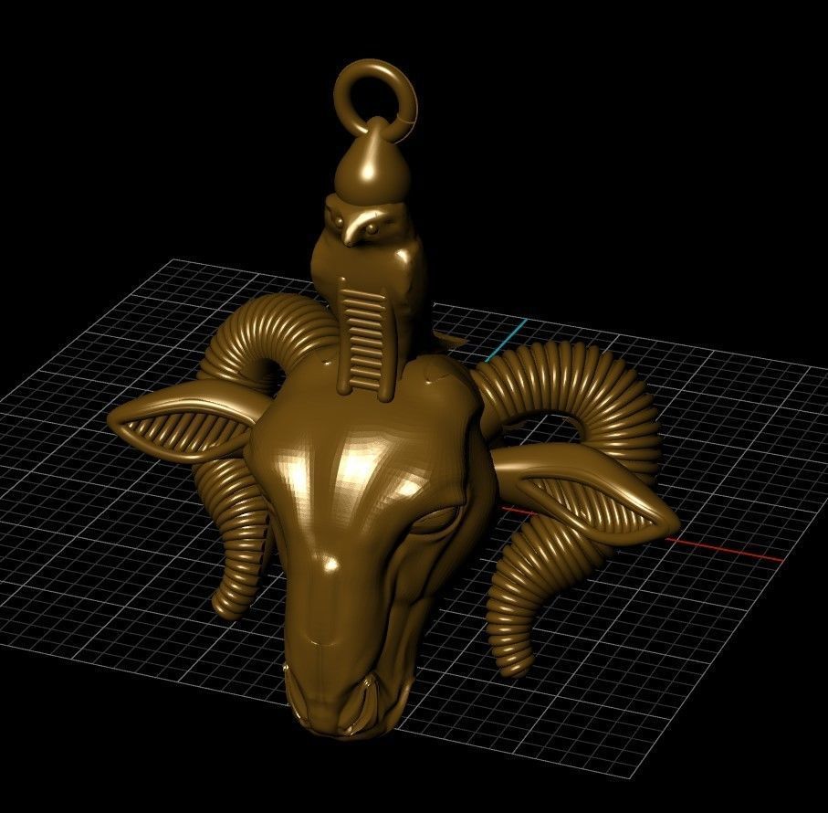 Medal of the Pharaonic head of the god Khnum 3D print model_1