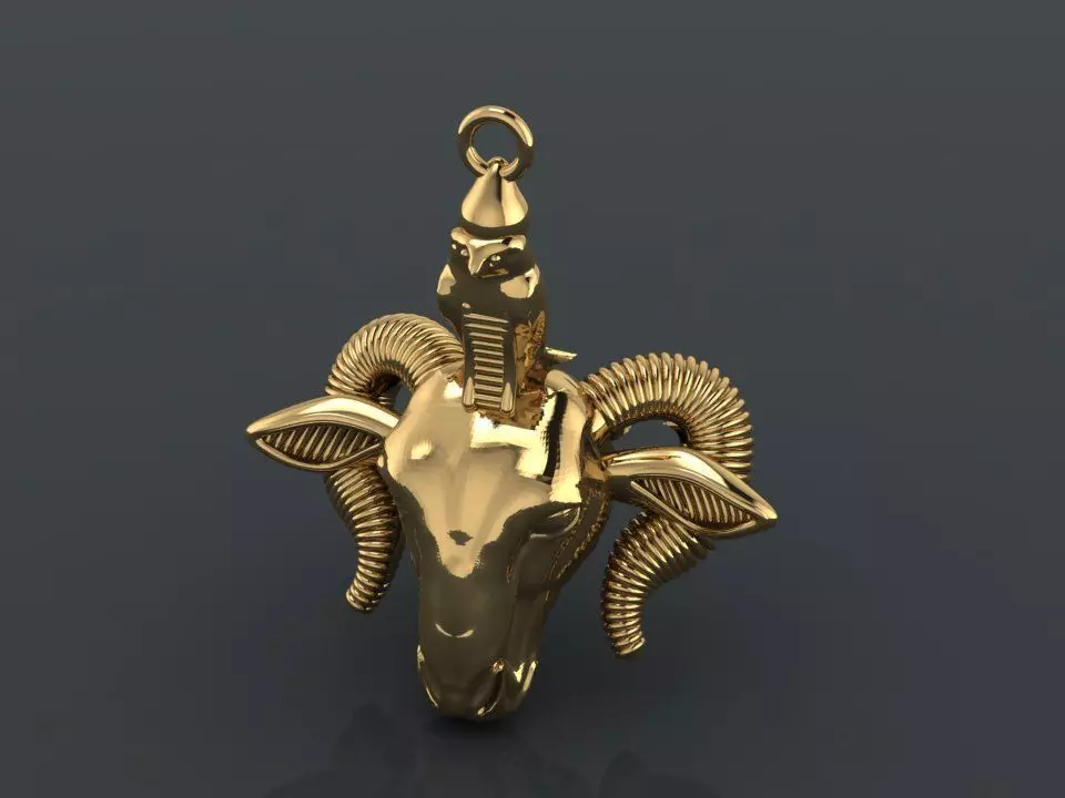 Medal of the Pharaonic head of the god Khnum 3D print model_0